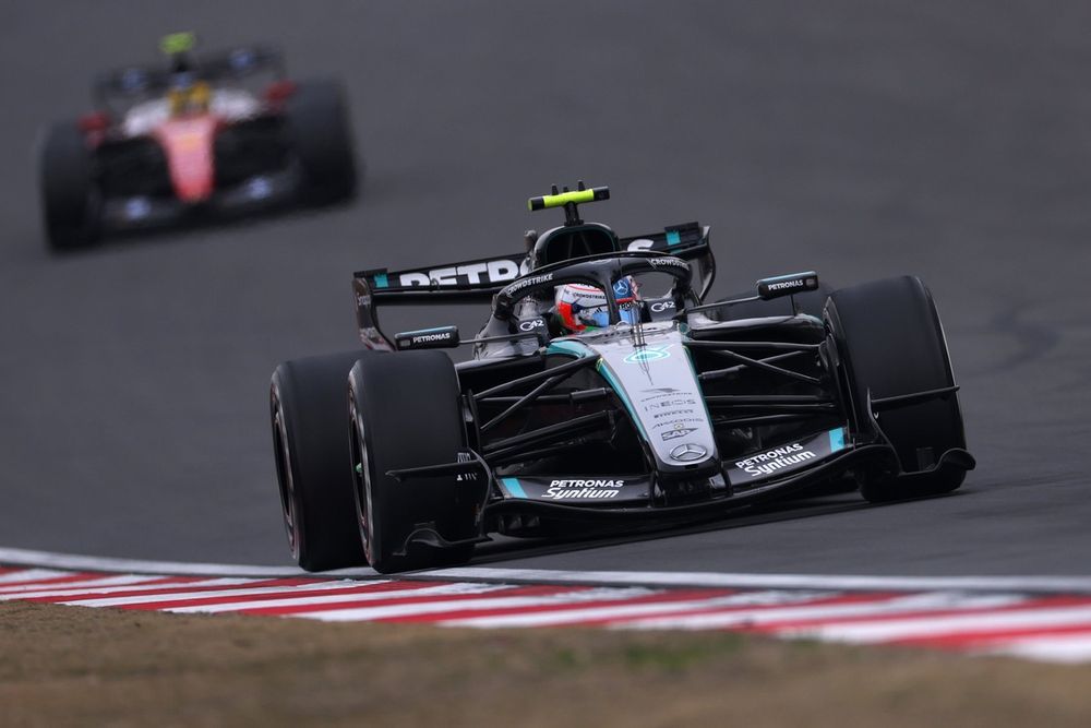 Antonelli was around three tenths quicker in his Mercedes