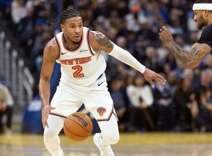 Knick guard Miles McBride, back from core injury, exits loss