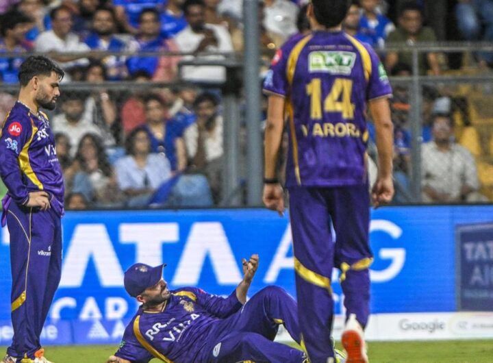 Ajinkya Rahane limps off the field in MI-KKR IPL clash