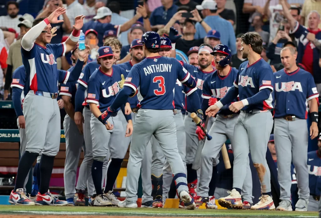 Why is USA wearing hockey jerseys to World Baseball Classic final?