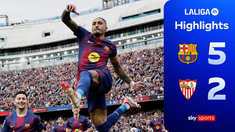 Highlights of the LALIGA match between Barcelona and Sevilla.