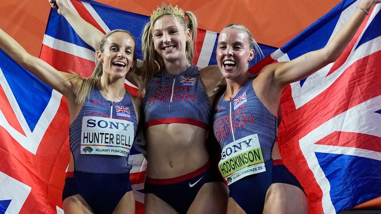Georgia Hunter Bell, Molly Caudery and Keely Hodgkinson won their events at the World Indoor Championships within just 30 minutes of each other