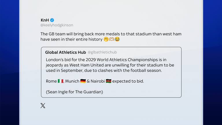 Hodgkinson mocked West Ham as she called for World Athletics Championships to come to London