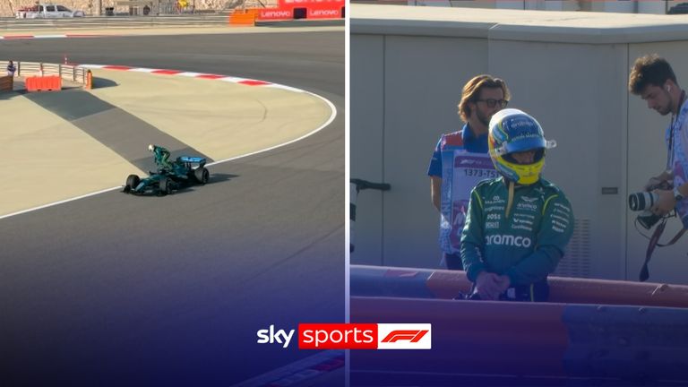 A red flag was issued during day two of the Bahrain Test after Fernando Alonso's Aston Martin stopped on the track.