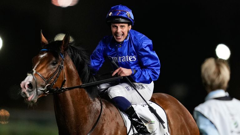 Ombudsman with jockey William Buick, wins the $5 million Dubai Turf over 1,800m (9 furlongs) at Meydan  (AP Photo/Altaf Qadri)
