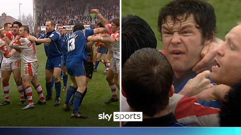 St Helens and Wigan's players were involved in a mass brawl during their Super League clash in 2004 on Good Friday.