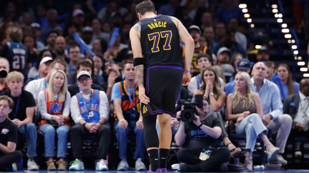 Luka Doncic (hamstring) exits Lakers' loss in OKC; MRI next