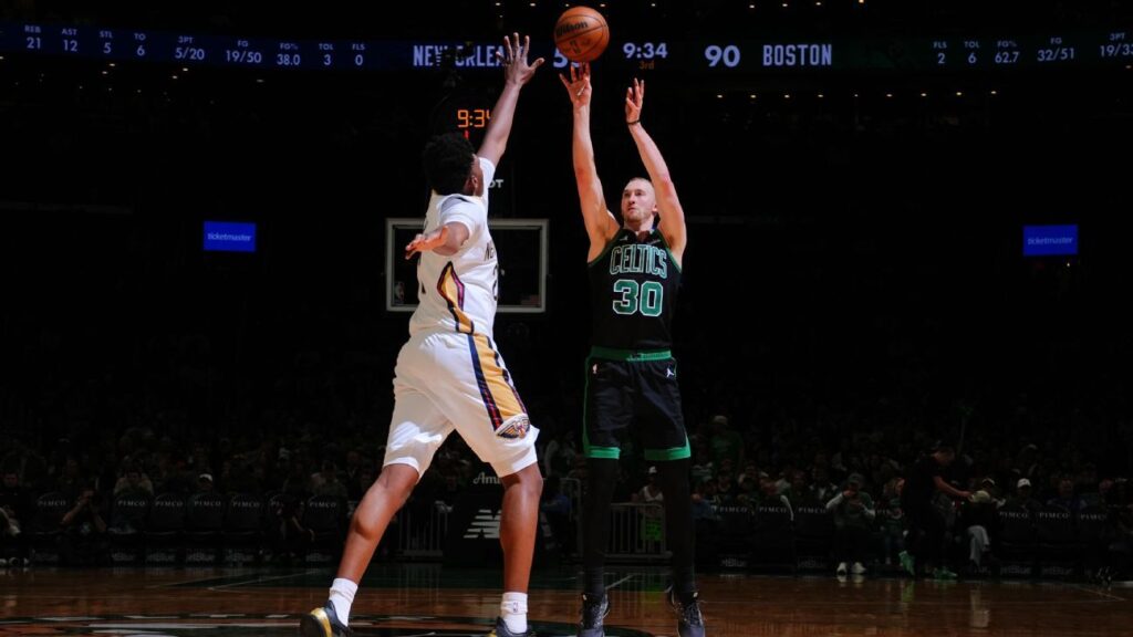 Celtics tie NBA record with 29 3s; clinch No. 2 seed