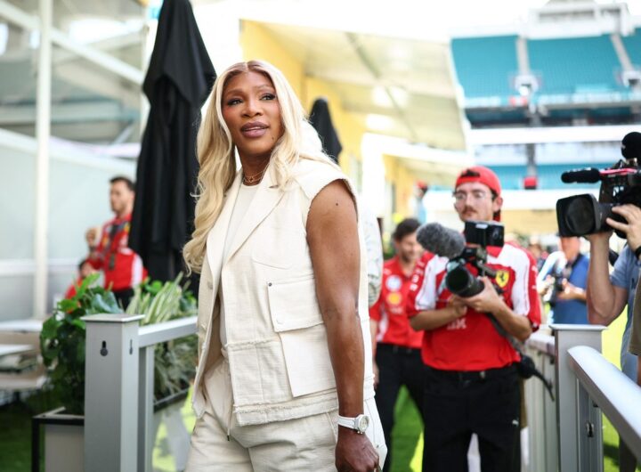 Serena Williams celebrates Lewis Hamilton after milestone Ferrari F1 win