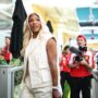 Serena Williams celebrates Lewis Hamilton after milestone Ferrari F1 win